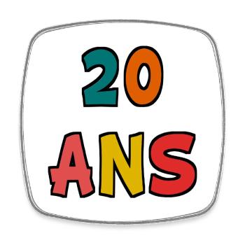 20. 20. JAHRESTAG. 20-JÄHRIGES JUBILÄUM. 20 JAHRE. - Viereckiger Kühlschrankmagnet - Weiß - Vorne