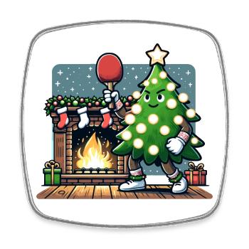 Tischtennis Weihnachtsbaum Kostüm Tannenbaum - Viereckiger Kühlschrankmagnet - Weiß - Vorne