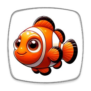 Clownfish - Square fridge magnet - white - Front