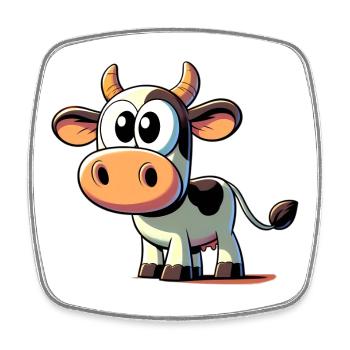 Vache - Magnet carré - blanc - Devant