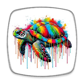 Schildkröte - Viereckiger Kühlschrankmagnet - Weiß - Vorne