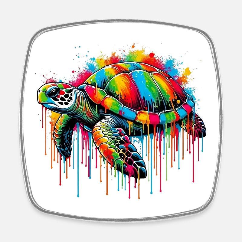 Tortue - Magnet carré - blanc