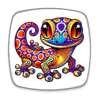 Gecko - Magnet carré - blanc - Devant