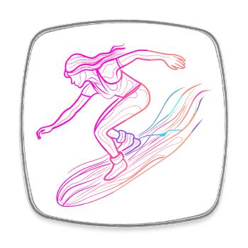 Surfeuse Femme - Magnet carré - blanc - Devant