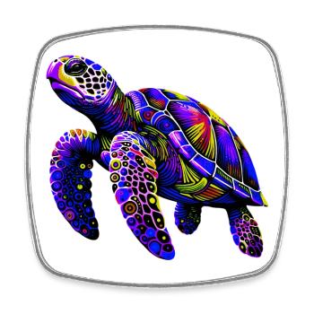 Tortue - Magnet carré - blanc - Devant
