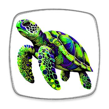 Tortue - Magnet carré - blanc - Devant