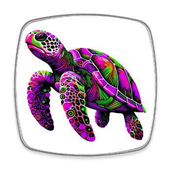 Schildkröte - Viereckiger Kühlschrankmagnet - Weiß - Vorne