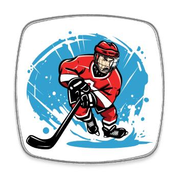 Eishockeyspieler - Viereckiger Kühlschrankmagnet - Weiß - Vorne