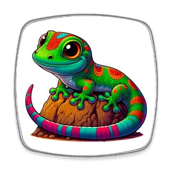 Gecko - Viereckiger Kühlschrankmagnet - Weiß - Vorne