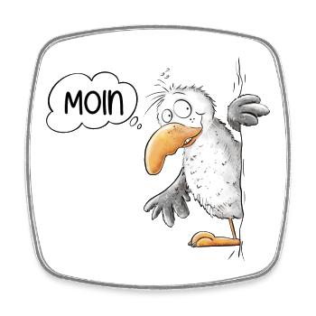 Moin Spruch Möwe Tiermotiv - Viereckiger Kühlschrankmagnet - Weiß - Vorne