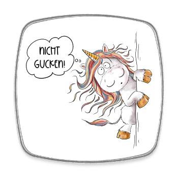 Guck Guck Regenbogen Einhorn Fantasy - Viereckiger Kühlschrankmagnet - Weiß - Vorne