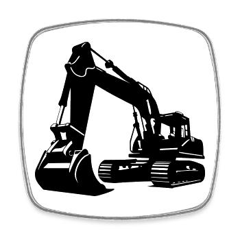 Bagger / excavator - Viereckiger Kühlschrankmagnet - Weiß - Vorne