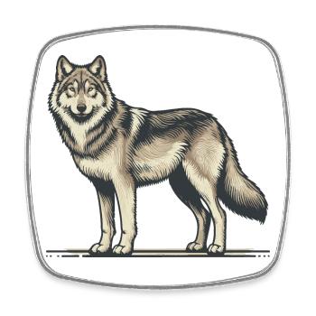 Wolf - Viereckiger Kühlschrankmagnet - Weiß - Vorne