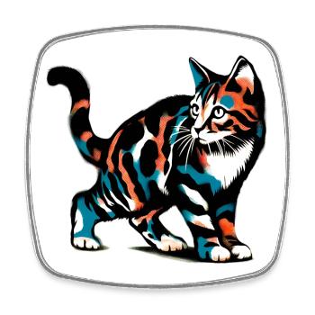 Katze - Viereckiger Kühlschrankmagnet - Weiß - Vorne