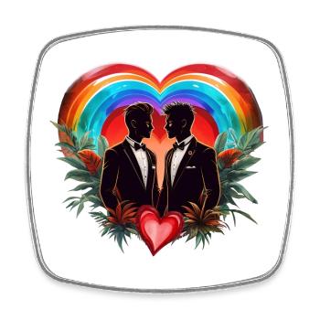 The magic of the moment: elegant cheerful silhouettes - Square fridge magnet - white - Front