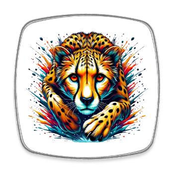 Guépard - Magnet carré - blanc - Devant