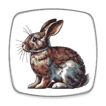 Hase - Viereckiger Kühlschrankmagnet - Weiß - Vorne