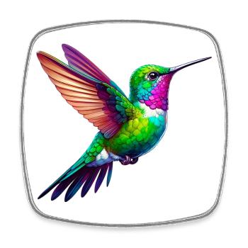 Kolibri - Viereckiger Kühlschrankmagnet - Weiß - Vorne