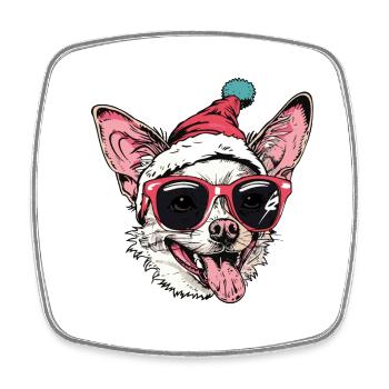 Chihuahua Chien Noël Drôle - Magnet carré - blanc - Devant