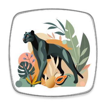 Panther im Dschungel - Stilvolle Tierillustration - Viereckiger Kühlschrankmagnet - Weiß - Vorne