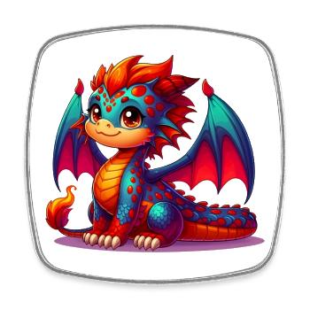 Drache - Viereckiger Kühlschrankmagnet - Weiß - Vorne