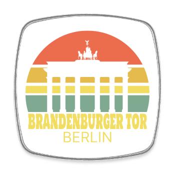 Brandenburger Tor Berlin Retro Silhouette - Viereckiger Kühlschrankmagnet - Weiß - Vorne
