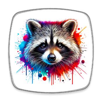 Waschbär - Viereckiger Kühlschrankmagnet - Weiß - Vorne