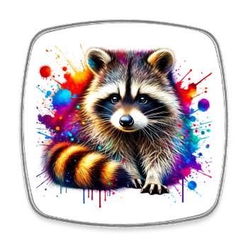 Raccoon - Square fridge magnet - white - Front