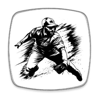 Baseball Skizze - Viereckiger Kühlschrankmagnet - Weiß - Vorne