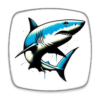 Requin - Magnet carré - blanc - Devant
