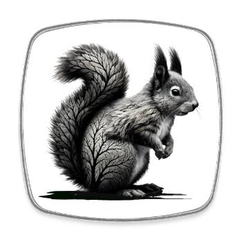 Wood Squirrel – Artistic Nature Illustration - Square fridge magnet - white - Front
