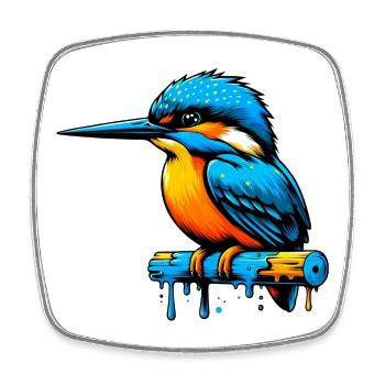 Martin-pêcheur - Magnet carré - blanc - Devant