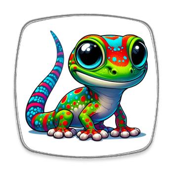 Gecko - Square fridge magnet - white - Front