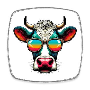 Vache - Magnet carré - blanc - Devant