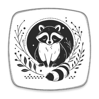 Raccoon – Charming Animal Illustration - Square fridge magnet - white - Front