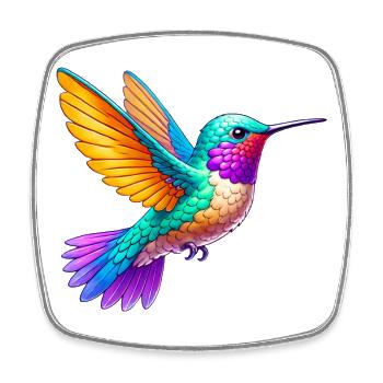Hummingbird - Square fridge magnet - white - Front