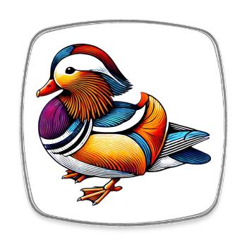 Mandarinente - Viereckiger Kühlschrankmagnet - Weiß - Vorne