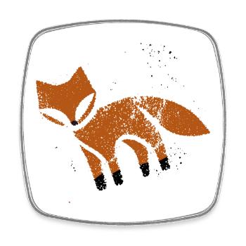 Rustic fox in stamp look - Square fridge magnet - white - Front