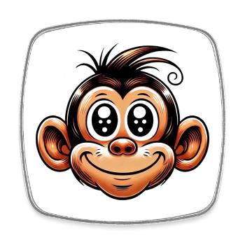 Singe - Magnet carré - blanc - Devant