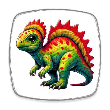 Dinosaure - Magnet carré - blanc - Devant