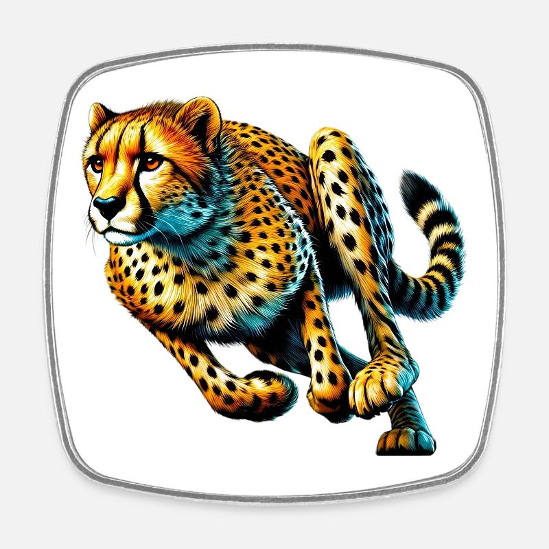 Gepard - Viereckiger Kühlschrankmagnet - Weiß