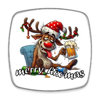 Merry Hix-Mas - Square fridge magnet - white - Front