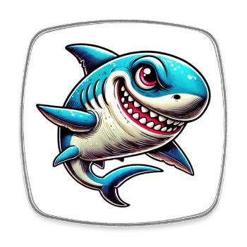 Requin - Magnet carré - blanc - Devant