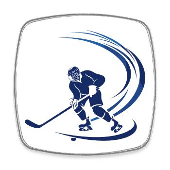 Eishockeyspieler Zeichnung - Viereckiger Kühlschrankmagnet - Weiß - Vorne