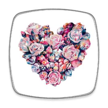 Heart of Roses Romantisches Herz Valentinstag - Viereckiger Kühlschrankmagnet - Weiß - Vorne