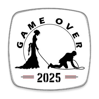Game Over 2025 Hochzeit - Viereckiger Kühlschrankmagnet - Weiß - Vorne