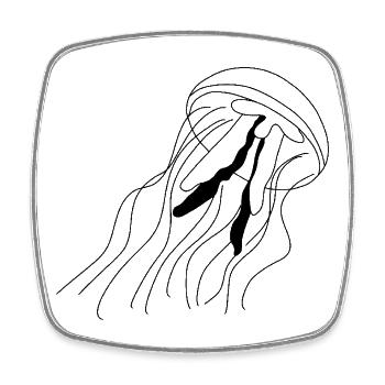Méduse - graphique en noir et blanc - Magnet carré - blanc - Devant