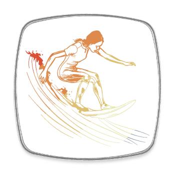 Dessin de fille surfeuse - Magnet carré - blanc - Devant
