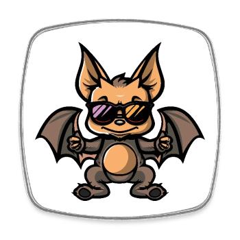 Fledermaus Cool Comic - Viereckiger Kühlschrankmagnet - Weiß - Vorne