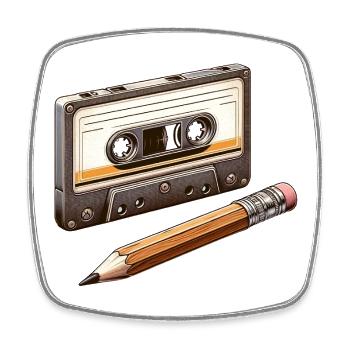 Cassette crayon des années 80 90 mémoire cadeau - Magnet carré - blanc - Devant